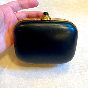 Black Leather Evening Bag / Clutch